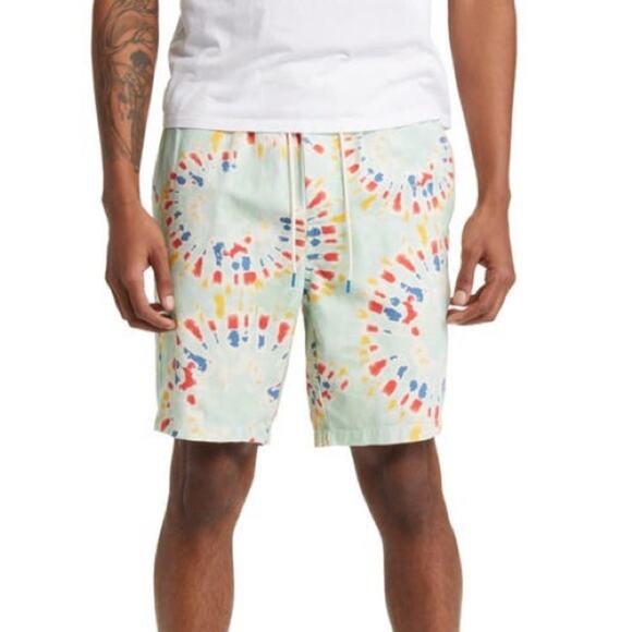 SCOTCH & SODA Fave Organic Cotton Bermuda Shorts Mint Flower Tie Dye Mens Sz XXL - Picture 1 of 9